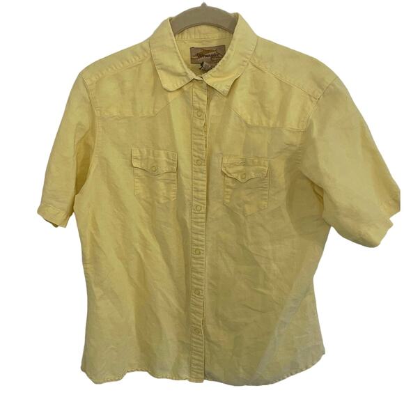 Wrangler Yellow Snap Button Shirt Collared Top Western Women’s size medium - Picture 1 of 4